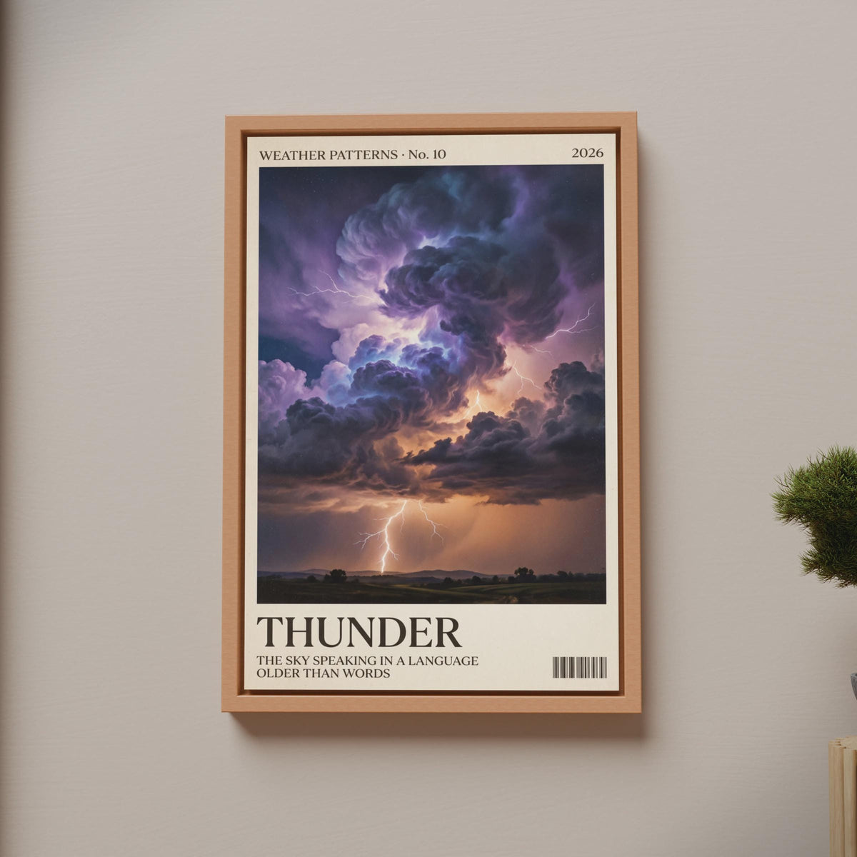 Thunder Storm Wall Art, Lightning Sky Poster, Weather Print, Purple Dramatic Nature Decor
