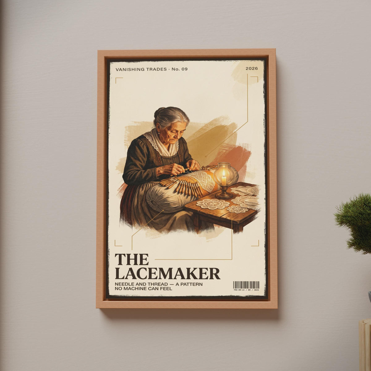 The Lacemaker Vanishing Trades Poster, Vintage Craft Wall Art, Retro Bobbin Lace Print