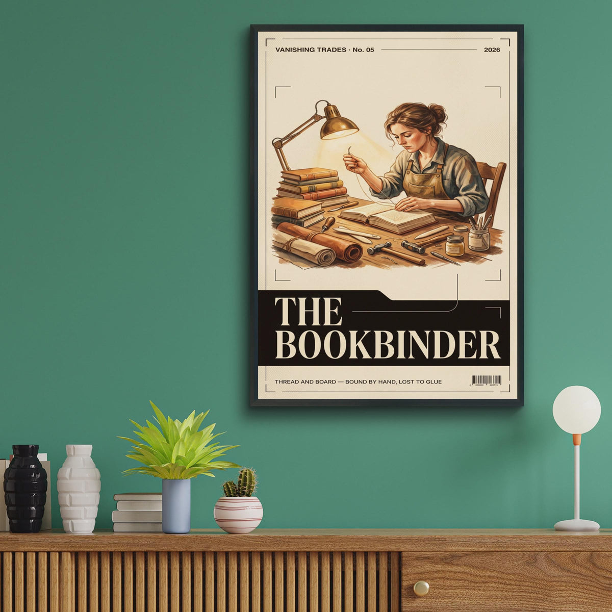 Bookbinder Art Print, Vanishing Trades Poster, Vintage Craft Wall Art, Book Lover Gift