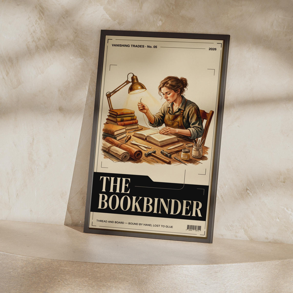 Bookbinder Art Print, Vanishing Trades Poster, Vintage Craft Wall Art, Book Lover Gift