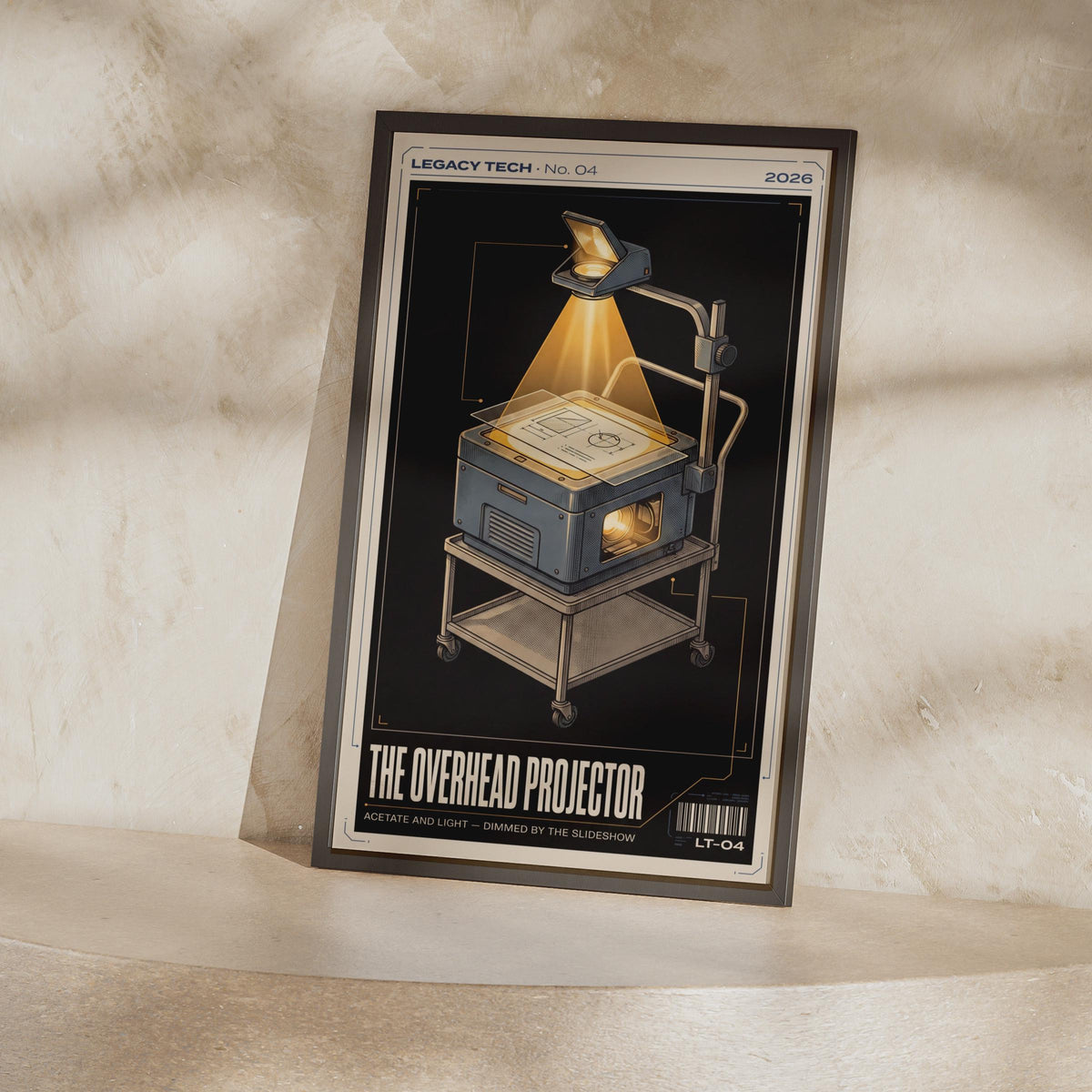 Overhead Projector Retro Tech Poster, Vintage Classroom Wall Art, Nostalgia Print