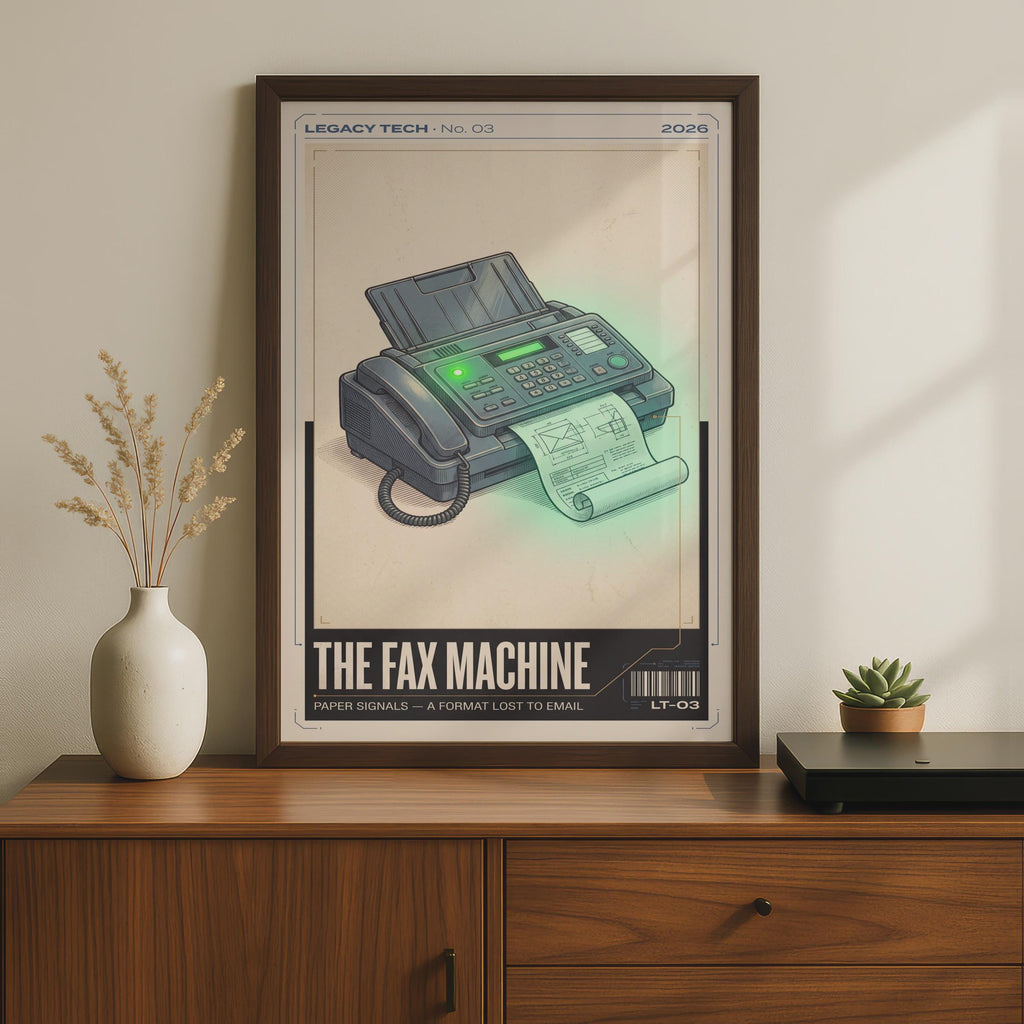 Fax Machine Retro Tech Poster, Legacy Tech Wall Art Print, Nostalgic Office Decor Gift