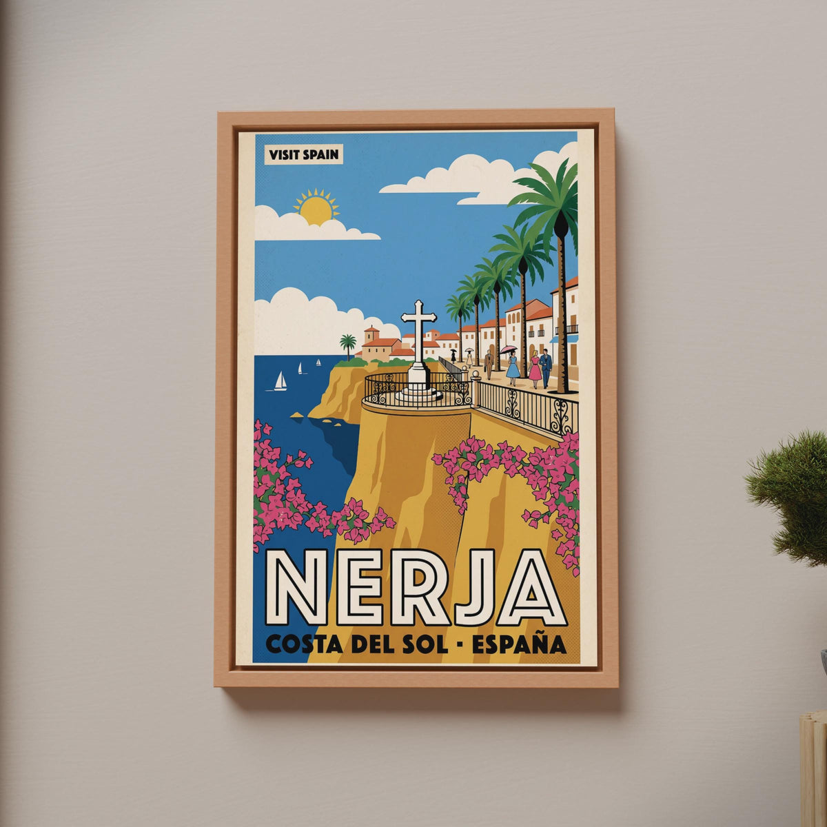 Nerja Spain Travel Poster, Costa del Sol Retro Wall Art, Vintage Spanish Print