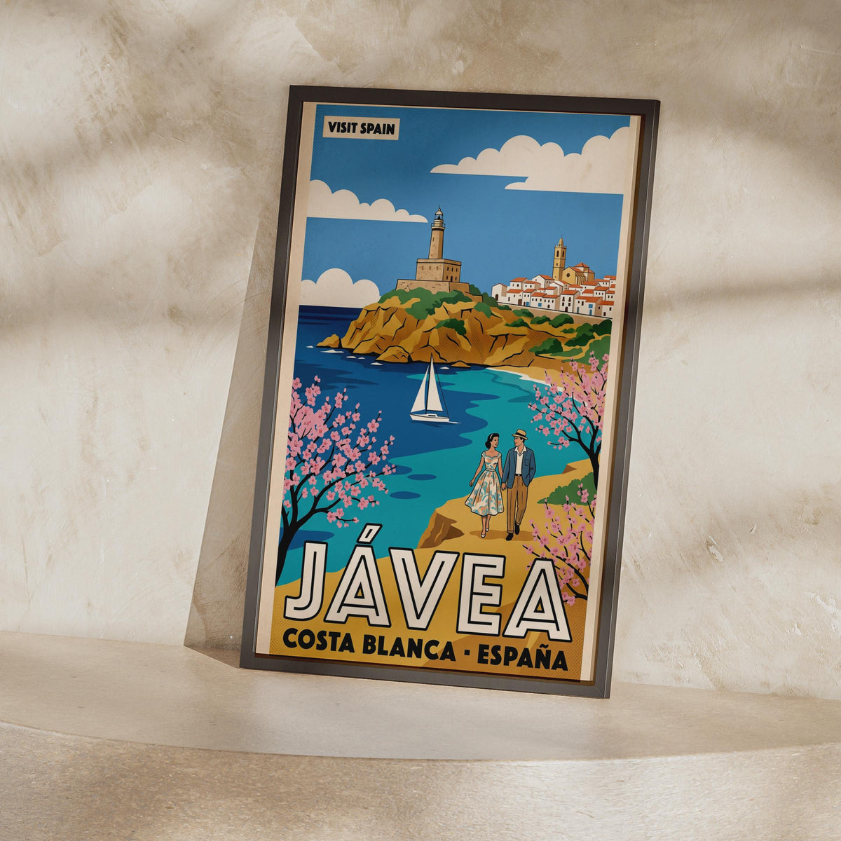 Javea Spain Vintage Travel Poster, Costa Blanca Wall Art, Retro Spanish Coast Print