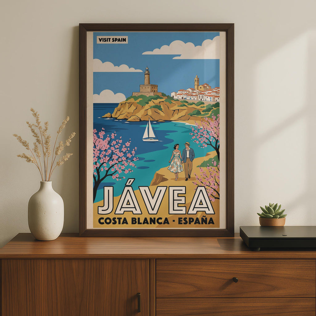 Javea Spain Vintage Travel Poster, Costa Blanca Wall Art, Retro Spanish Coast Print