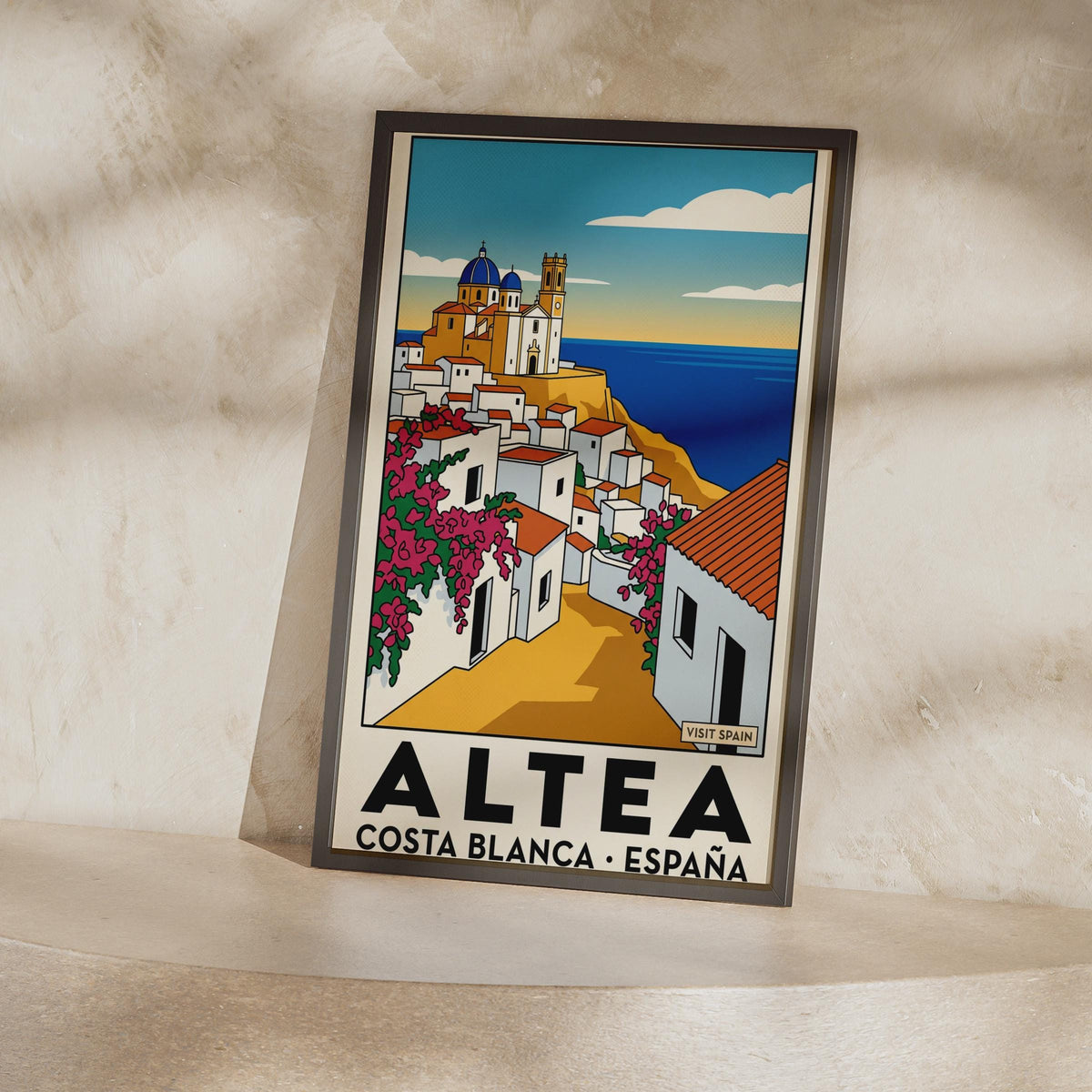 Altea Old Town Poster, Costa Blanca Spain Travel Print, Retro Spanish Village Wall Art
