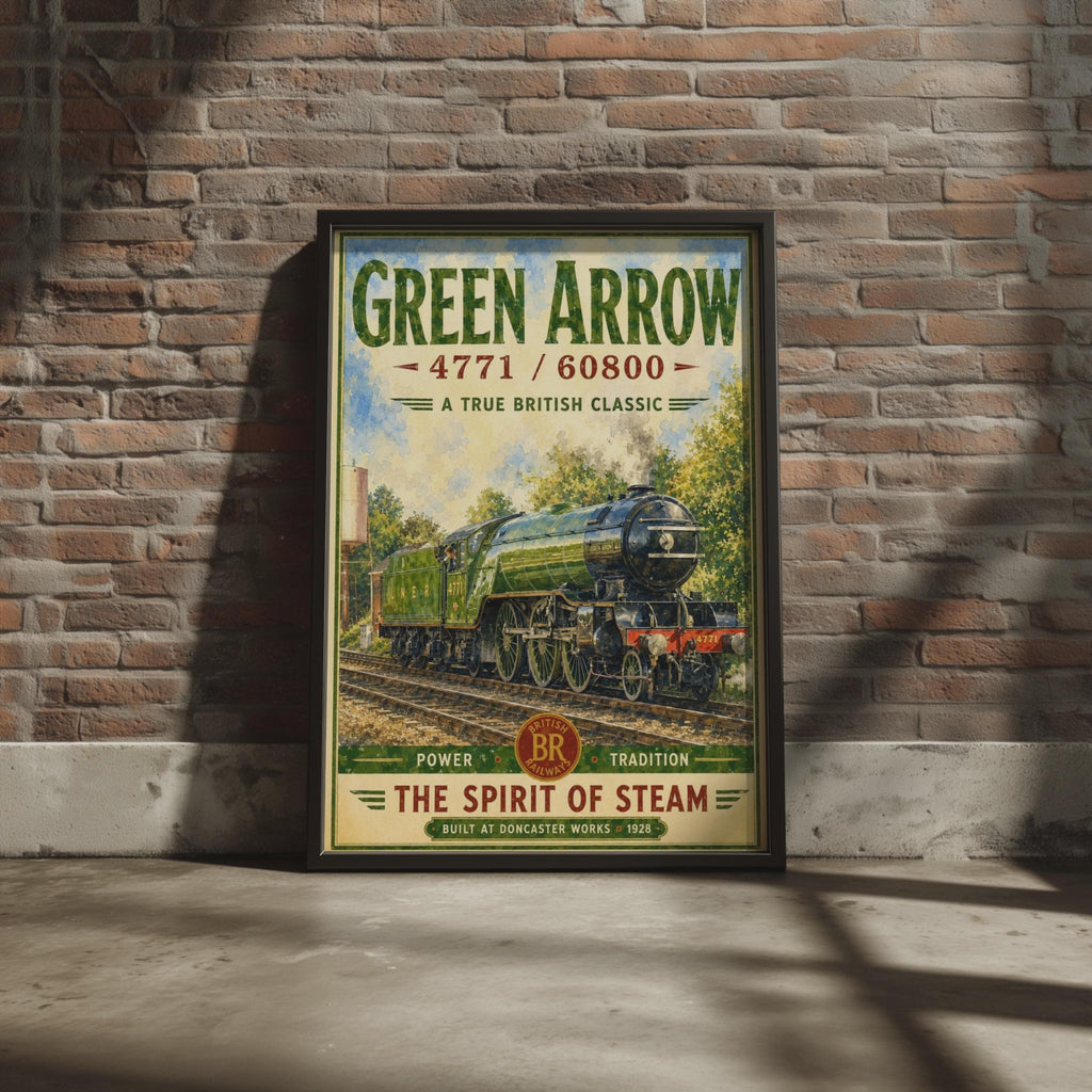 Green Arrow LNER Steam Train Poster, Vintage Railway Wall Art, British Classic 4771