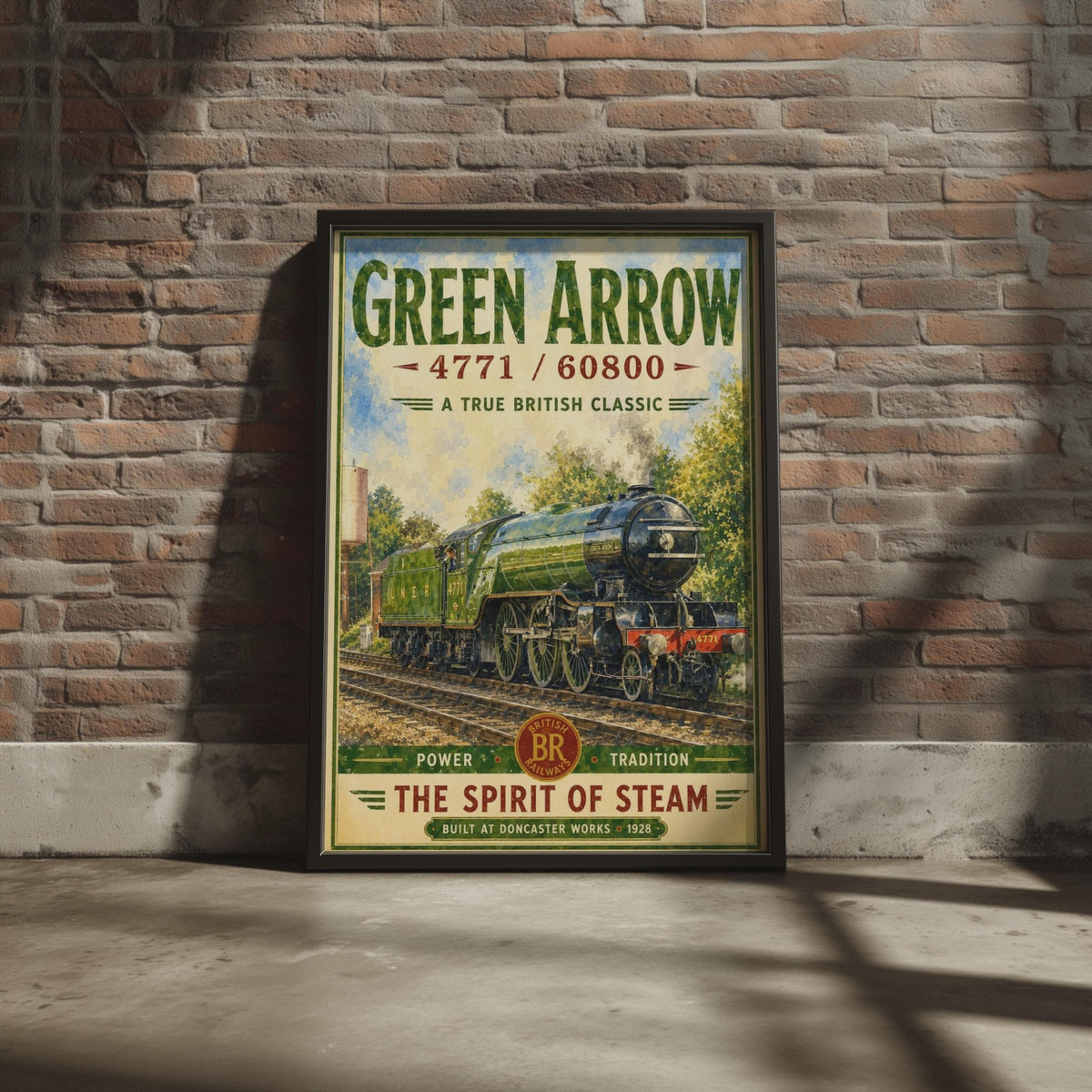 Green Arrow LNER Steam Train Poster, Vintage Railway Wall Art, British Classic 4771