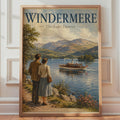 Windermere Lake District Vintage Travel Poster, England Retro Wall Art Print