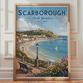 Scarborough Poster, North Yorkshire Travel Print, English Seaside Wall Art