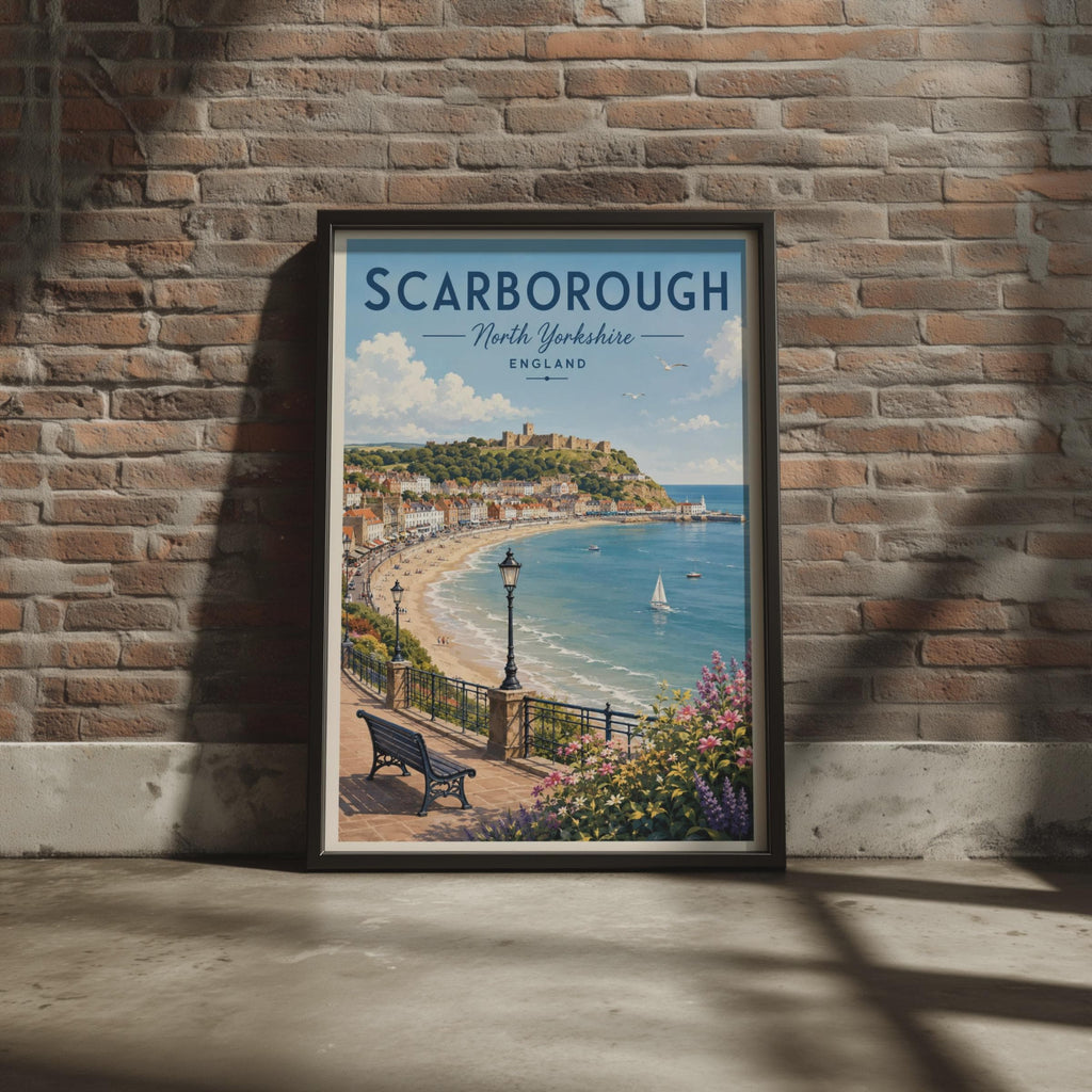 Scarborough Poster, North Yorkshire Travel Print, English Seaside Wall Art