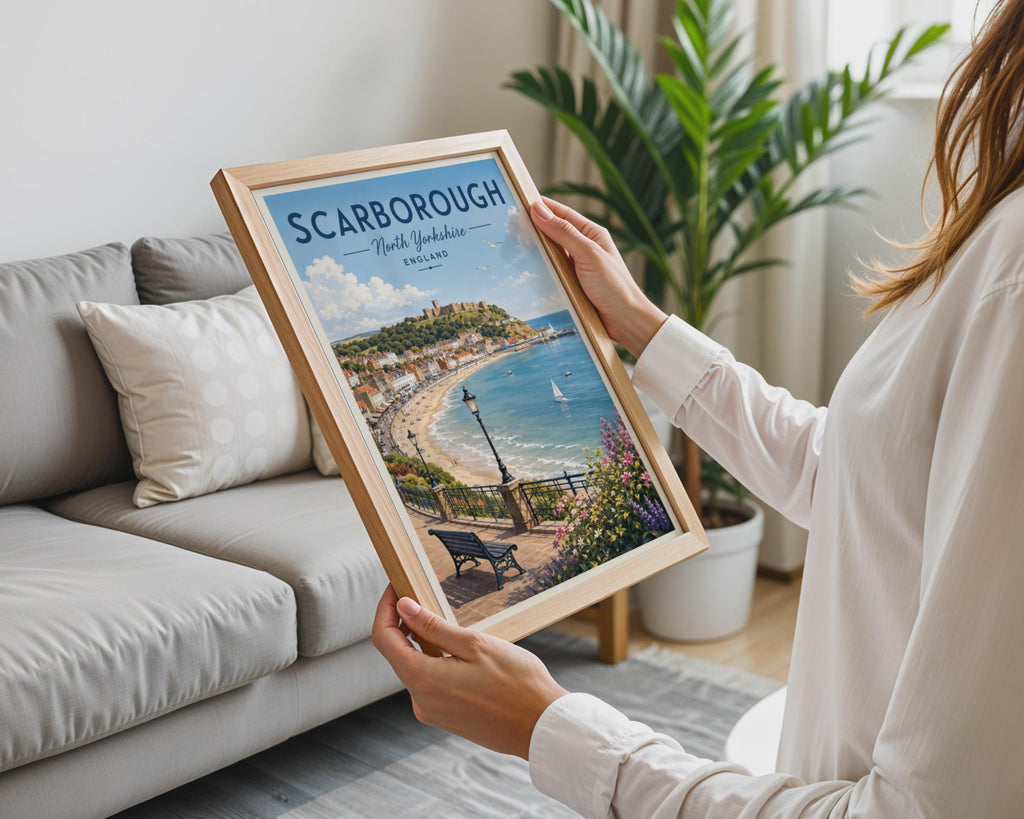 Scarborough Poster, North Yorkshire Travel Print, English Seaside Wall Art