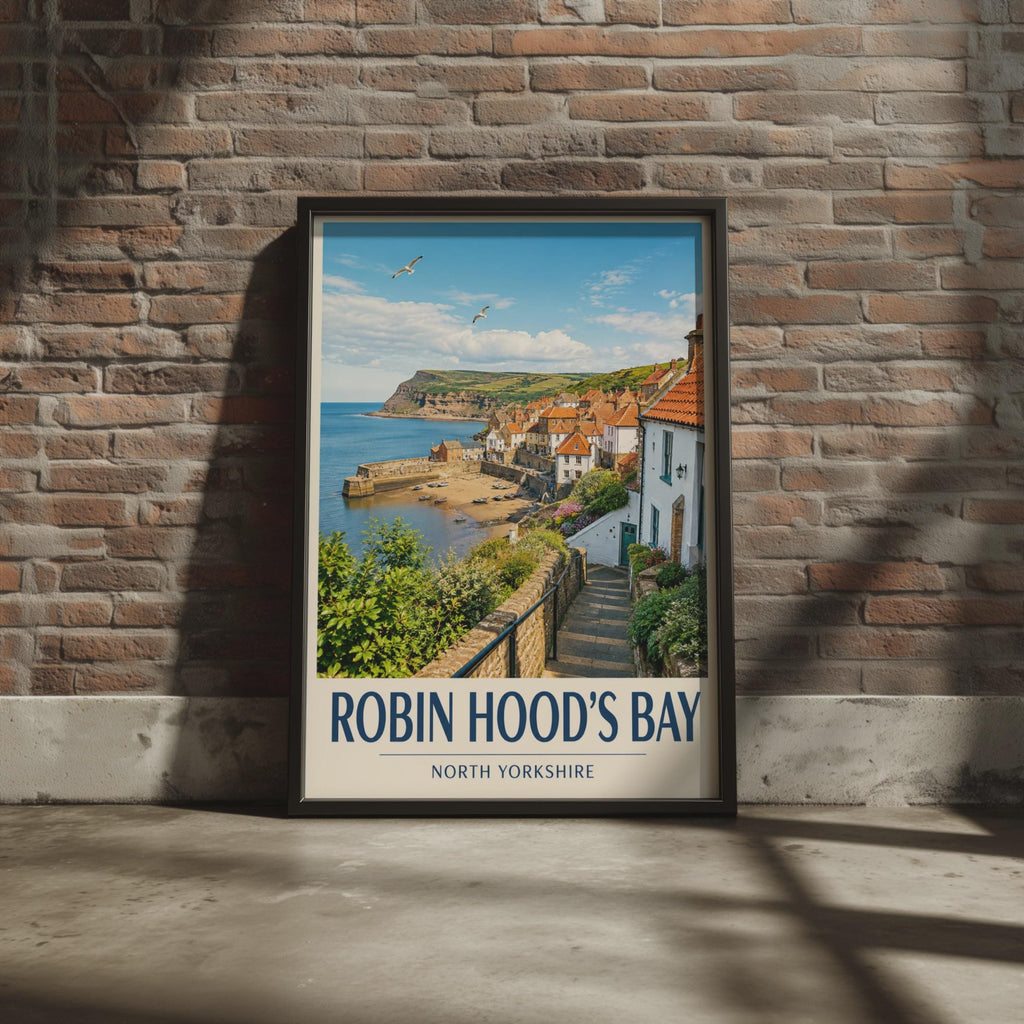Robin Hood's Bay Poster, North Yorkshire Coast Wall Art, Travel Print, Seaside Village