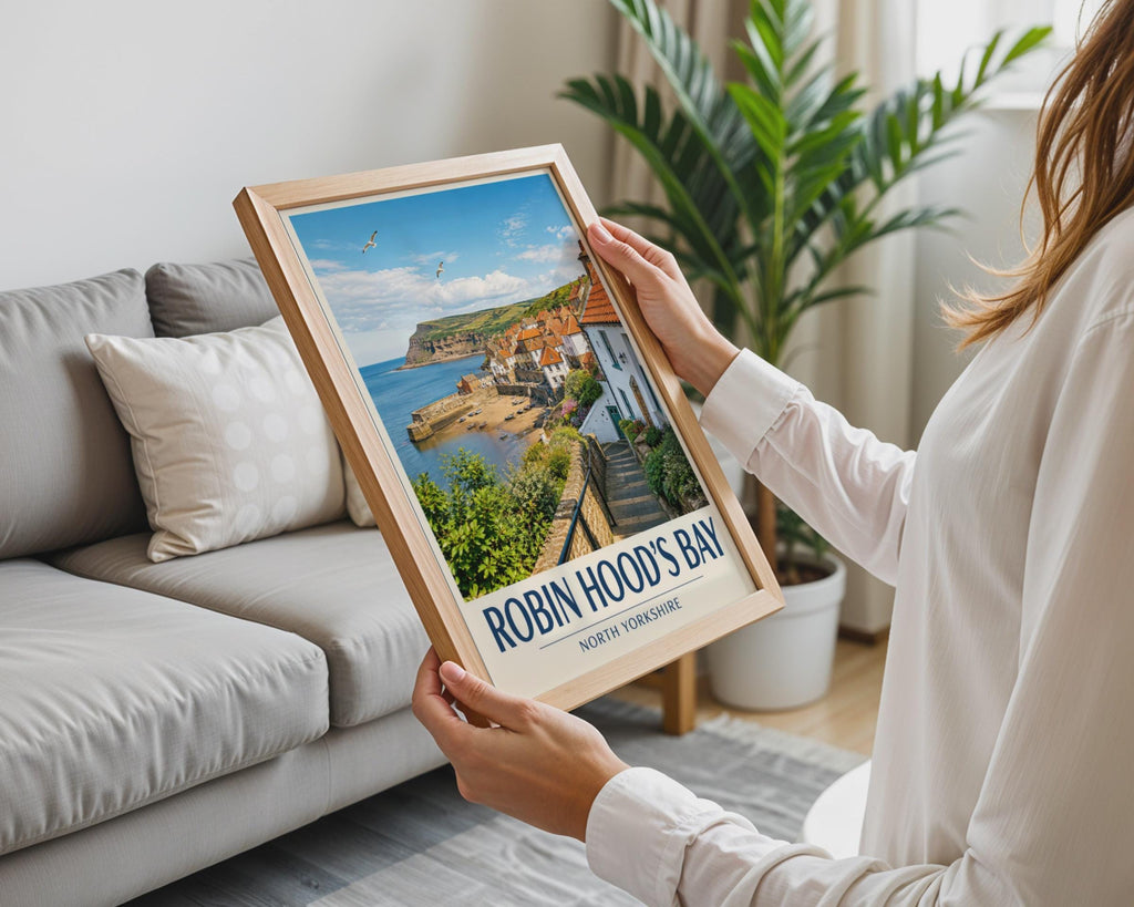 Robin Hood's Bay Poster, North Yorkshire Coast Wall Art, Travel Print, Seaside Village