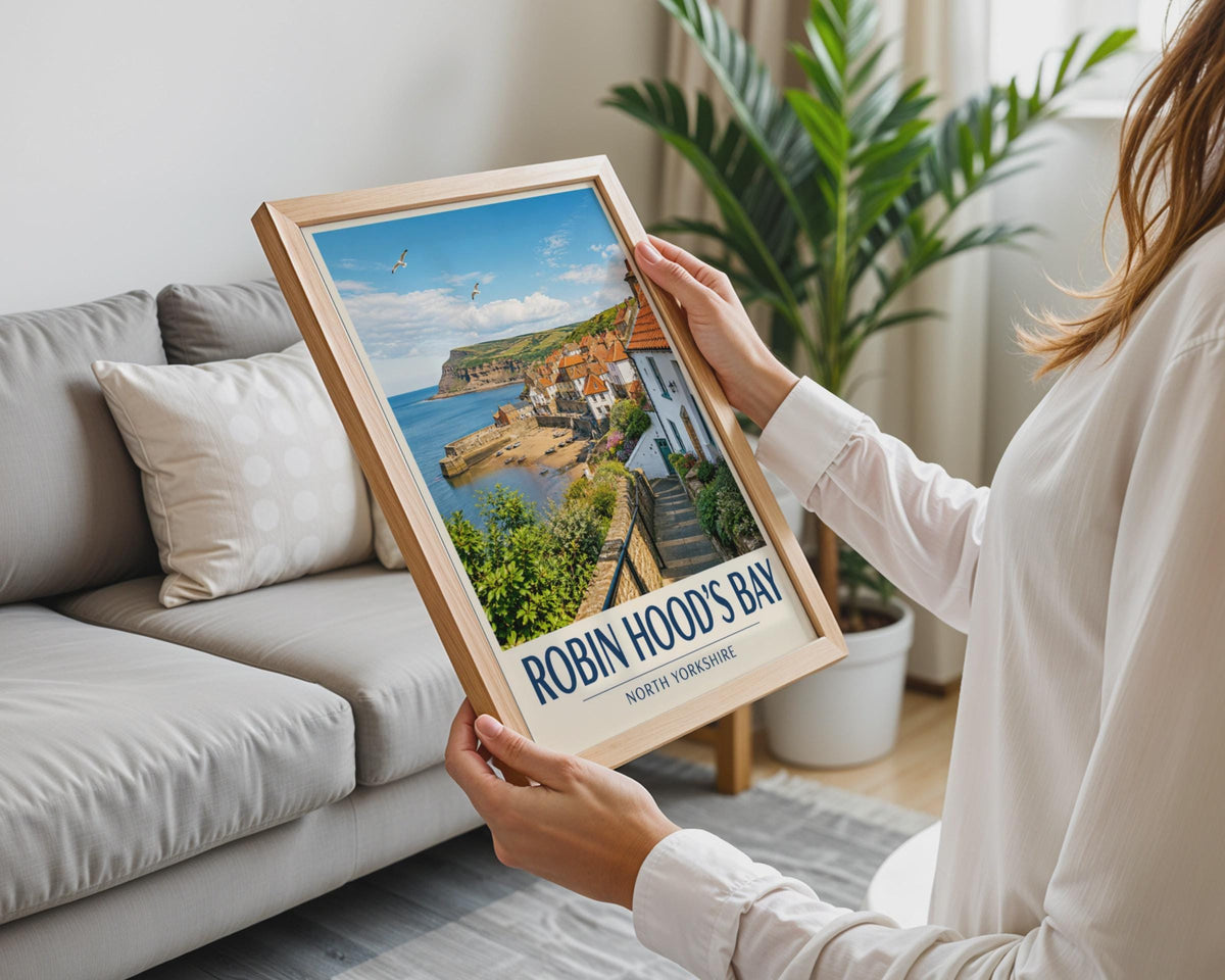 Robin Hood's Bay Poster, North Yorkshire Coast Wall Art, Travel Print, Seaside Village