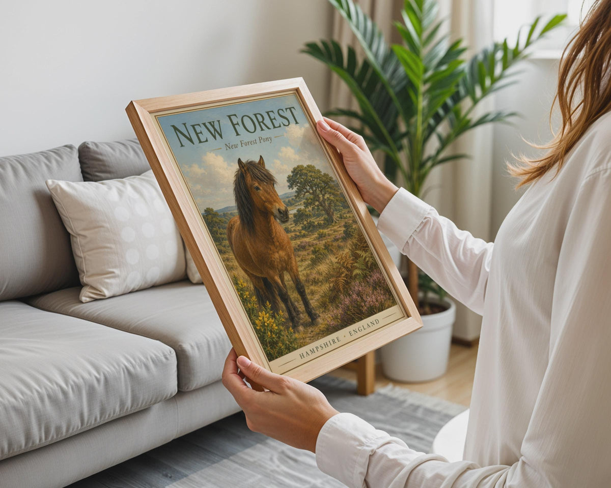 New Forest Pony Poster, Hampshire England Travel Wall Art, Horse Print