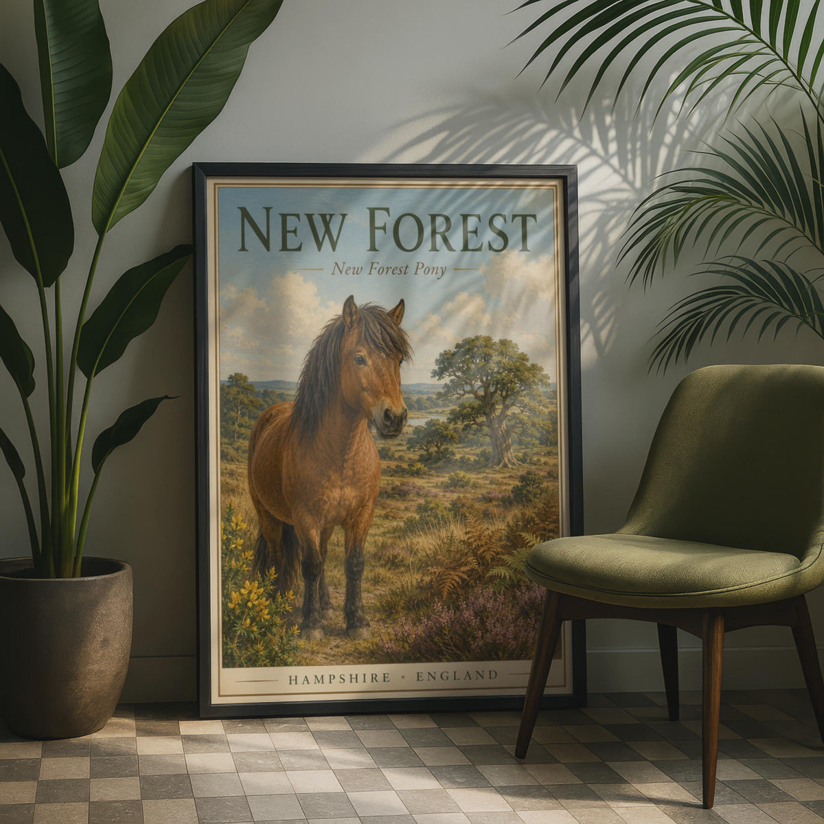 New Forest Pony Poster, Hampshire England Travel Wall Art, Horse Print