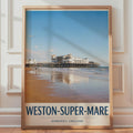 Weston-Super-Mare Grand Pier Poster, Somerset England Beach Wall Art