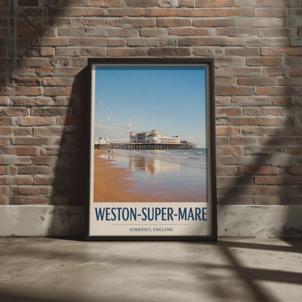 Weston-Super-Mare Grand Pier Poster, Somerset England Beach Wall Art