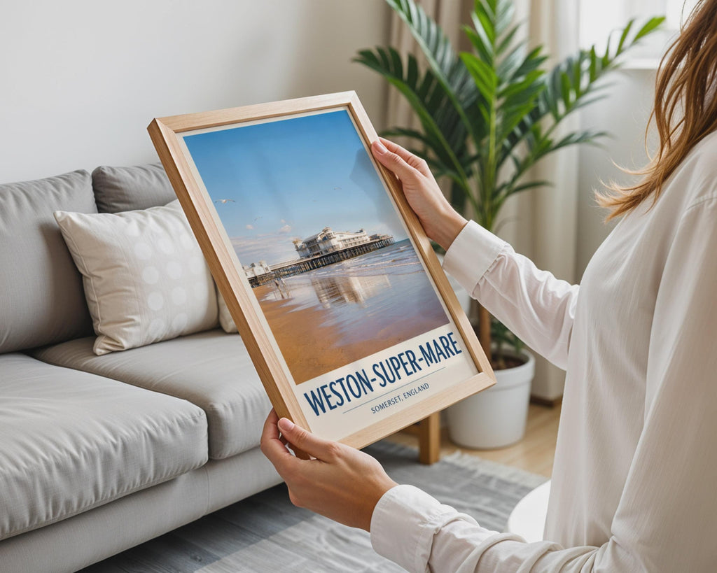 Weston-Super-Mare Grand Pier Poster, Somerset England Beach Wall Art