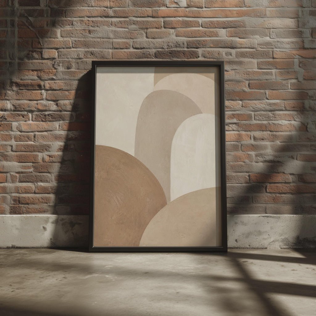 Abstract Arch Poster, Beige Geometric Wall Art, Neutral Boho Print, Earthy Tones Home Decor