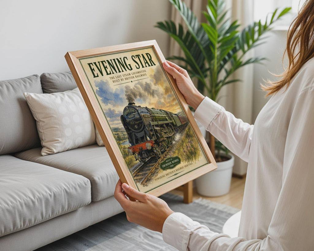Evening Star 92220 Steam Train Poster, British Railways Vintage Wall Art Print