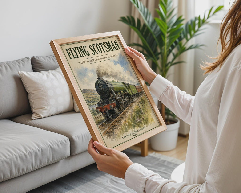 Flying Scotsman Steam Train Poster, Vintage LNER Railway Wall Art, British locomotive print