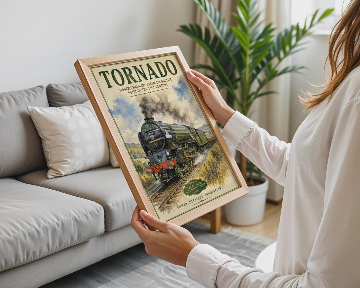 Tornado Steam Train Poster, A1 Locomotive 60163 Vintage Style Wall Art Print