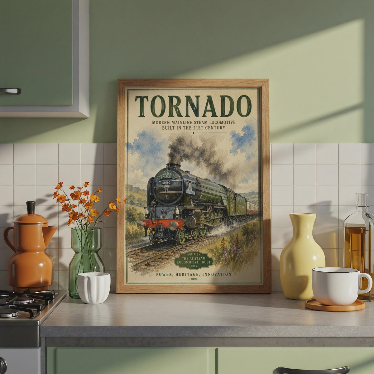 Tornado Steam Train Poster, A1 Locomotive 60163 Vintage Style Wall Art Print