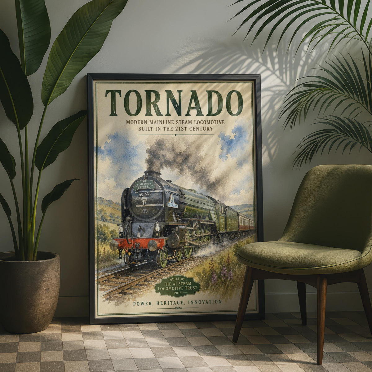 Tornado Steam Train Poster, A1 Locomotive 60163 Vintage Style Wall Art Print