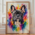 French Bulldog Watercolour Splash Print, Rainbow Pet Portrait, Bright Dog Art