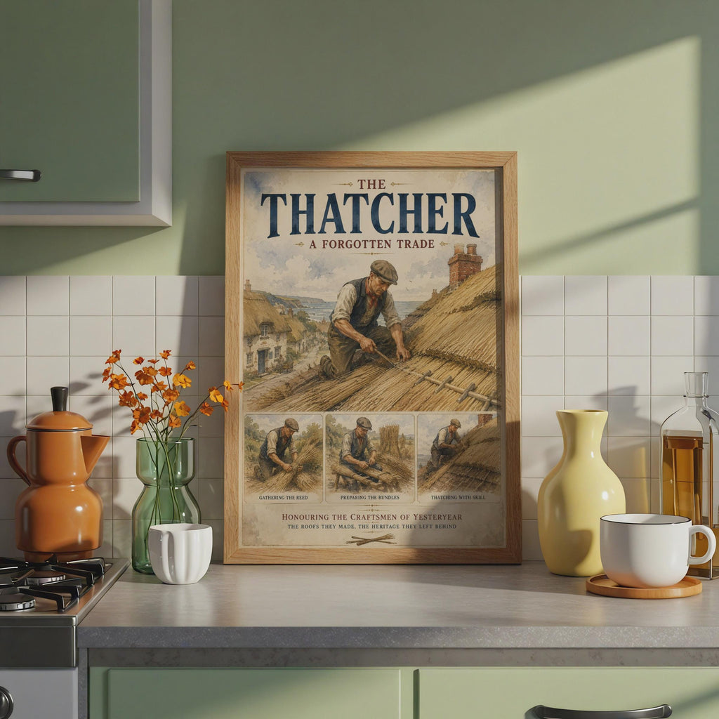 The Thatcher Forgotten Trade Poster, Vintage Watercolour Craft Wall Art Print