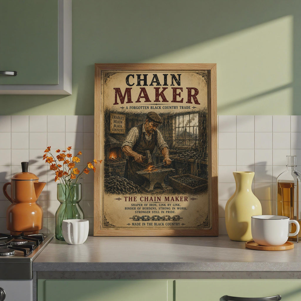 Chain Maker Black Country Poster, Cradley Heath Vintage Trade Wall Art Print