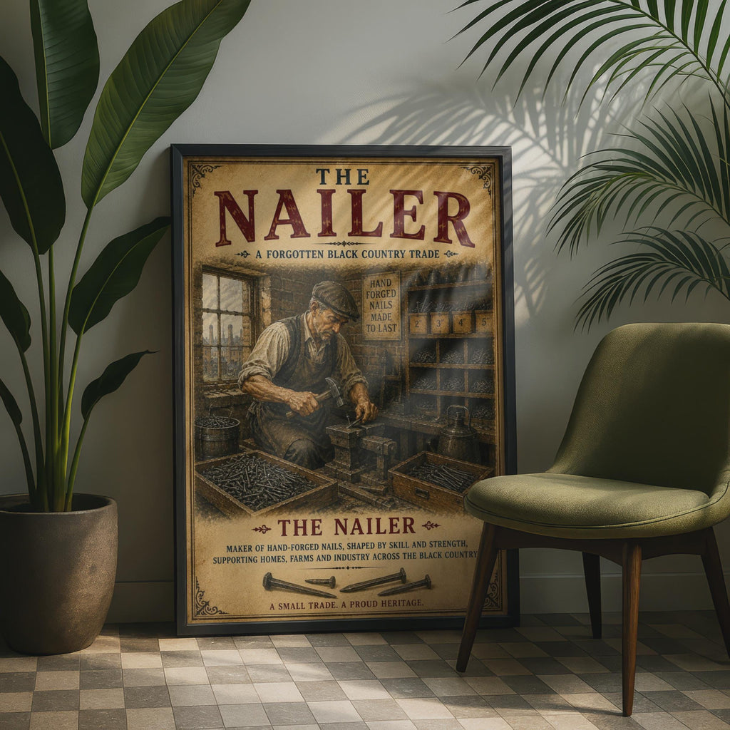 The Nailer Black Country Trade Vintage Poster, Industrial Heritage Wall Art Print
