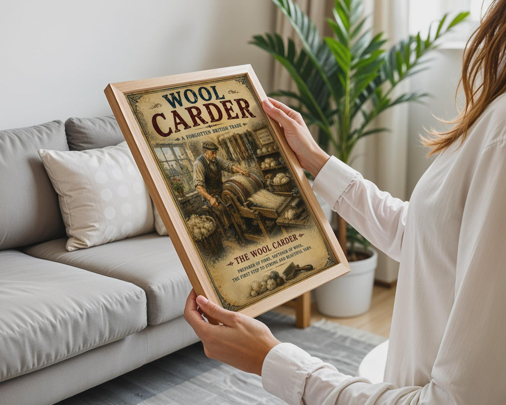 Wool Carder Vintage Trade Poster, Forgotten British Craft Wall Art Print, Textile