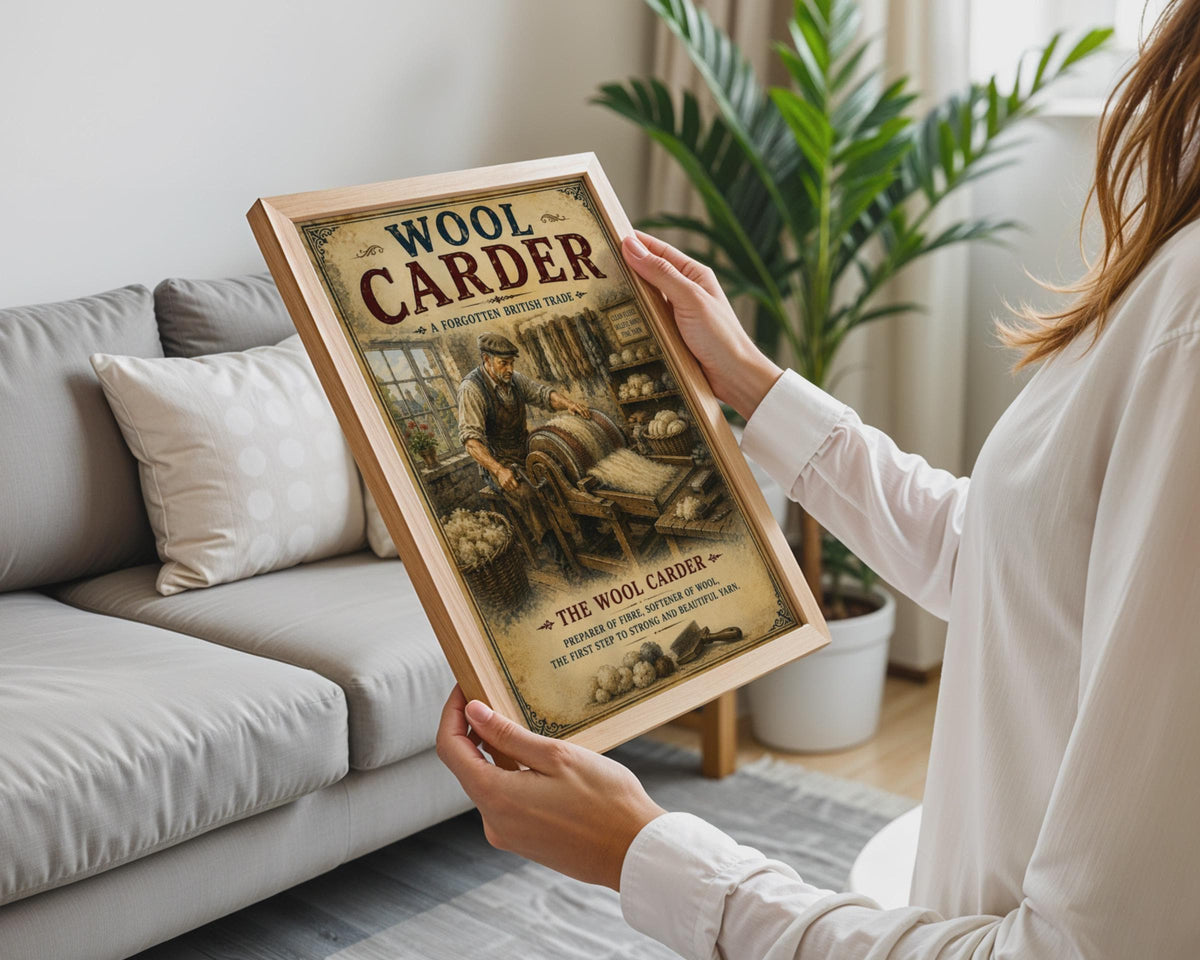Wool Carder Vintage Trade Poster, Forgotten British Craft Wall Art Print, Textile