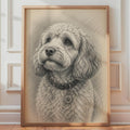 Cockapoo Pencil Sketch Portrait, Curly Coat Dog Art Print
