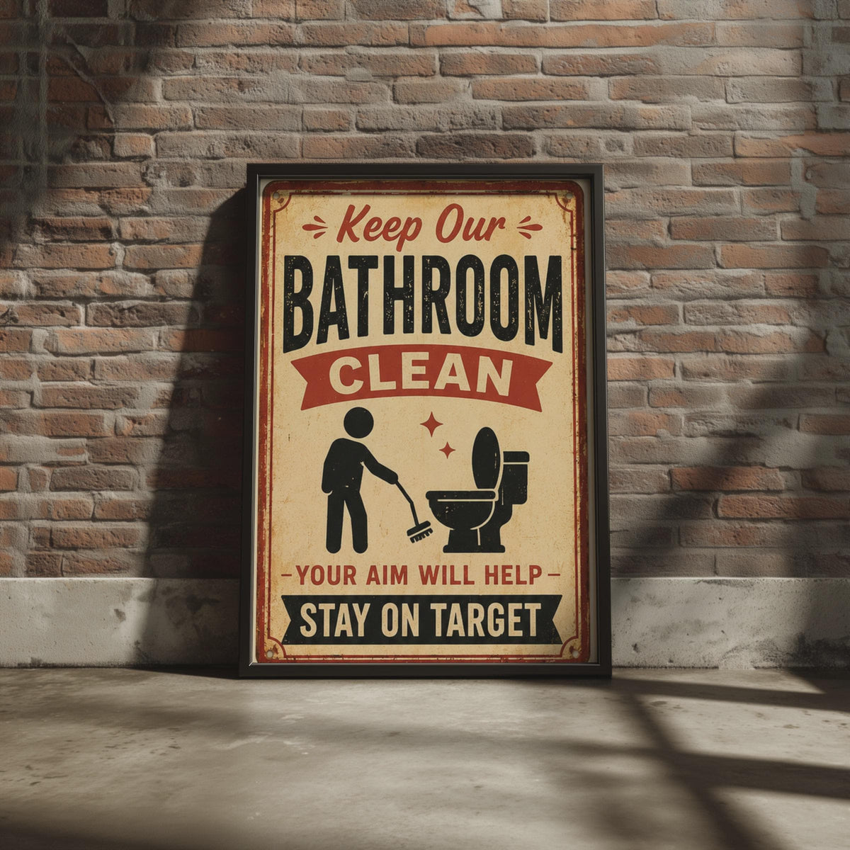 Retro Bathroom Clean Poster, Vintage Toilet Sign, Humorous Loo Art  Print