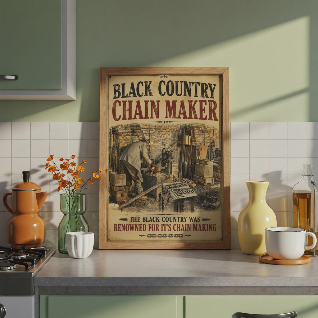 Black Country Chain Maker Poster, Vintage Industrial Wall Art Print, Blacksmith Gift