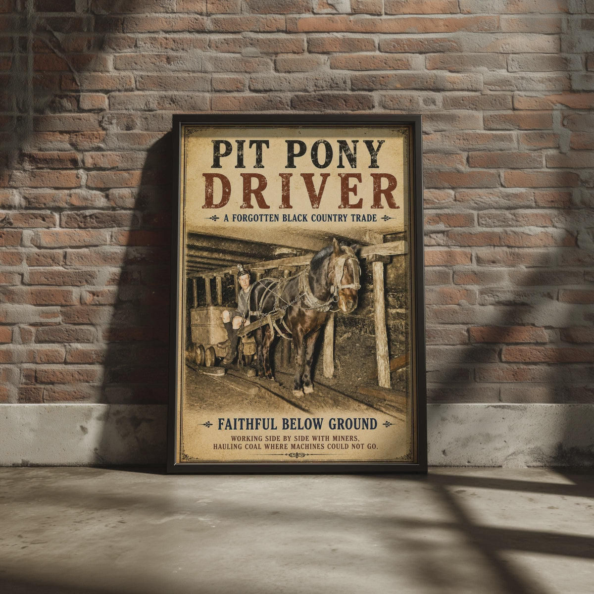 Pit Pony Driver Black Country Mining Poster, Vintage Coal Mine Wall Art Print