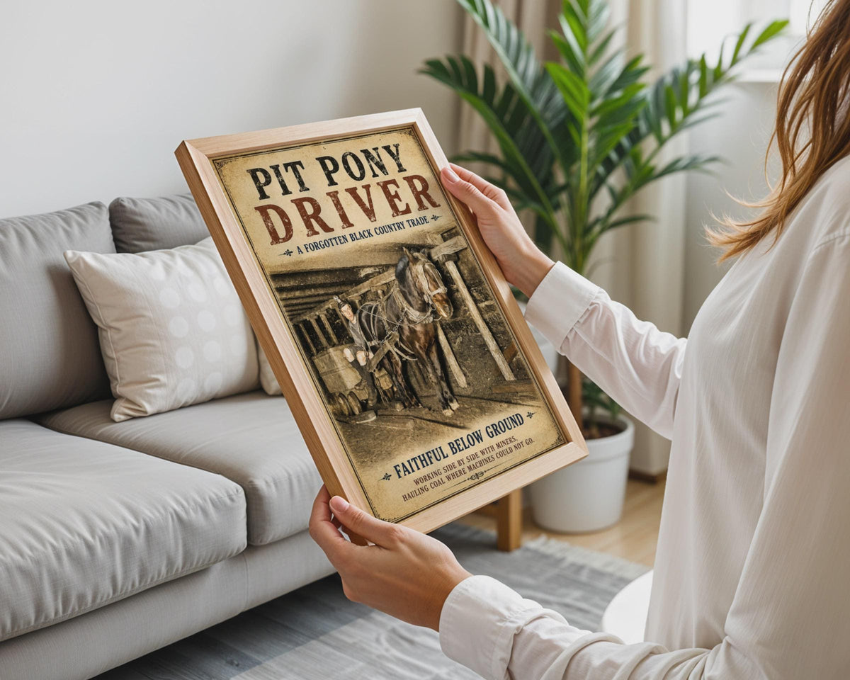 Pit Pony Driver Black Country Mining Poster, Vintage Coal Mine Wall Art Print