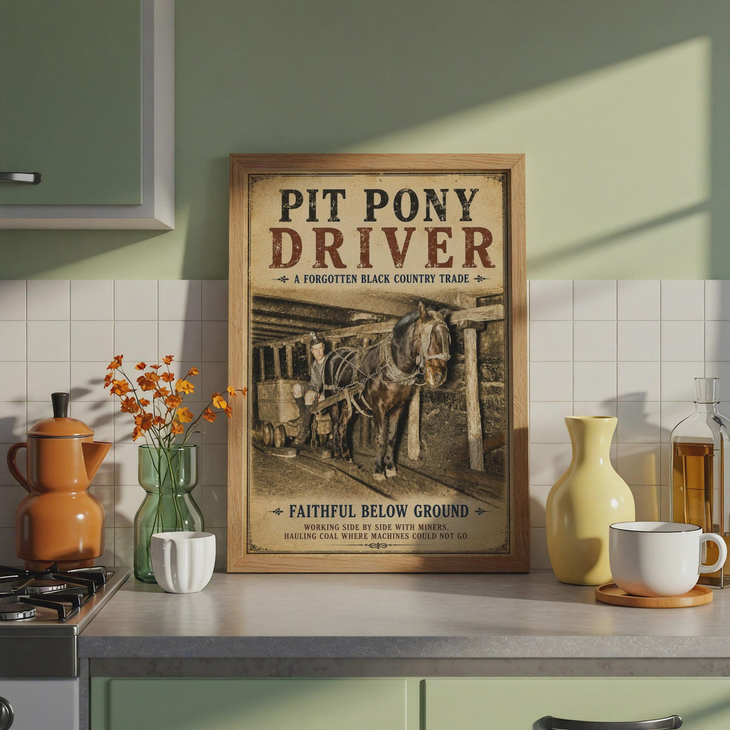 Pit Pony Driver Black Country Mining Poster, Vintage Coal Mine Wall Art Print