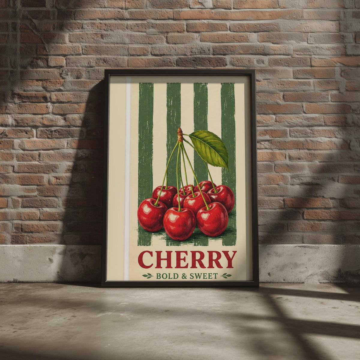 Vintage Cherry Poster, Retro Fruit Crate Kitchen Wall Art, Farmhouse Print