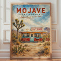 Mojave California Desert Diner Watercolour Print, Retro Route 66 Wall Art