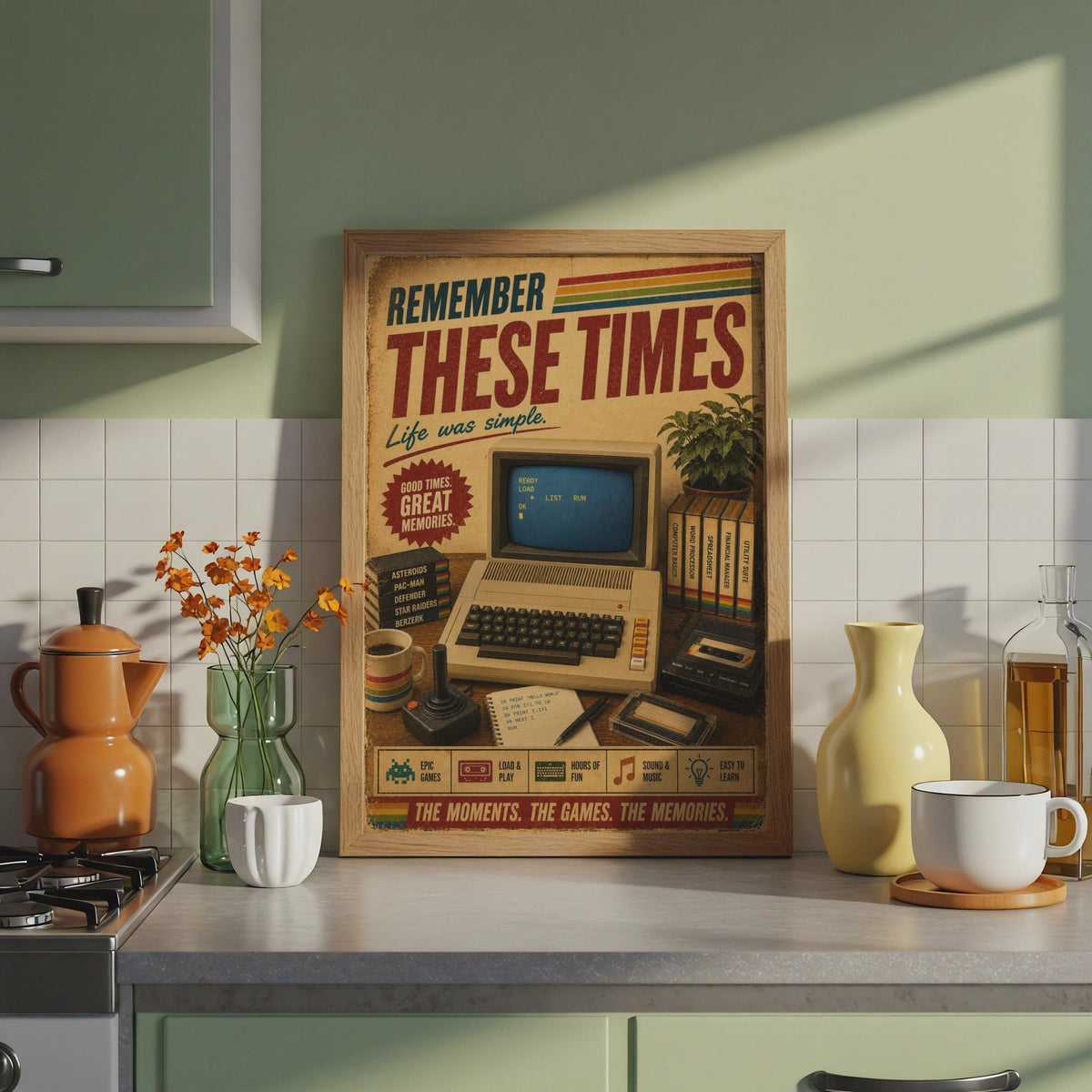 Retro Atari 800 Computer Poster, Vintage 1980s Gaming Wall Art, Nostalgic Geek Print