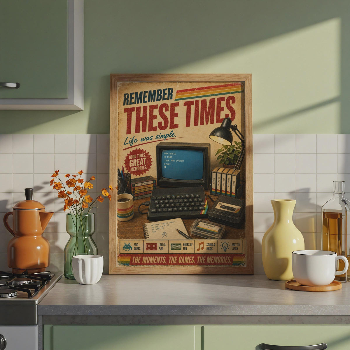 ZX Spectrum Retro Gaming Poster, 1980s Nostalgia Wall Art, Vintage Computer Print