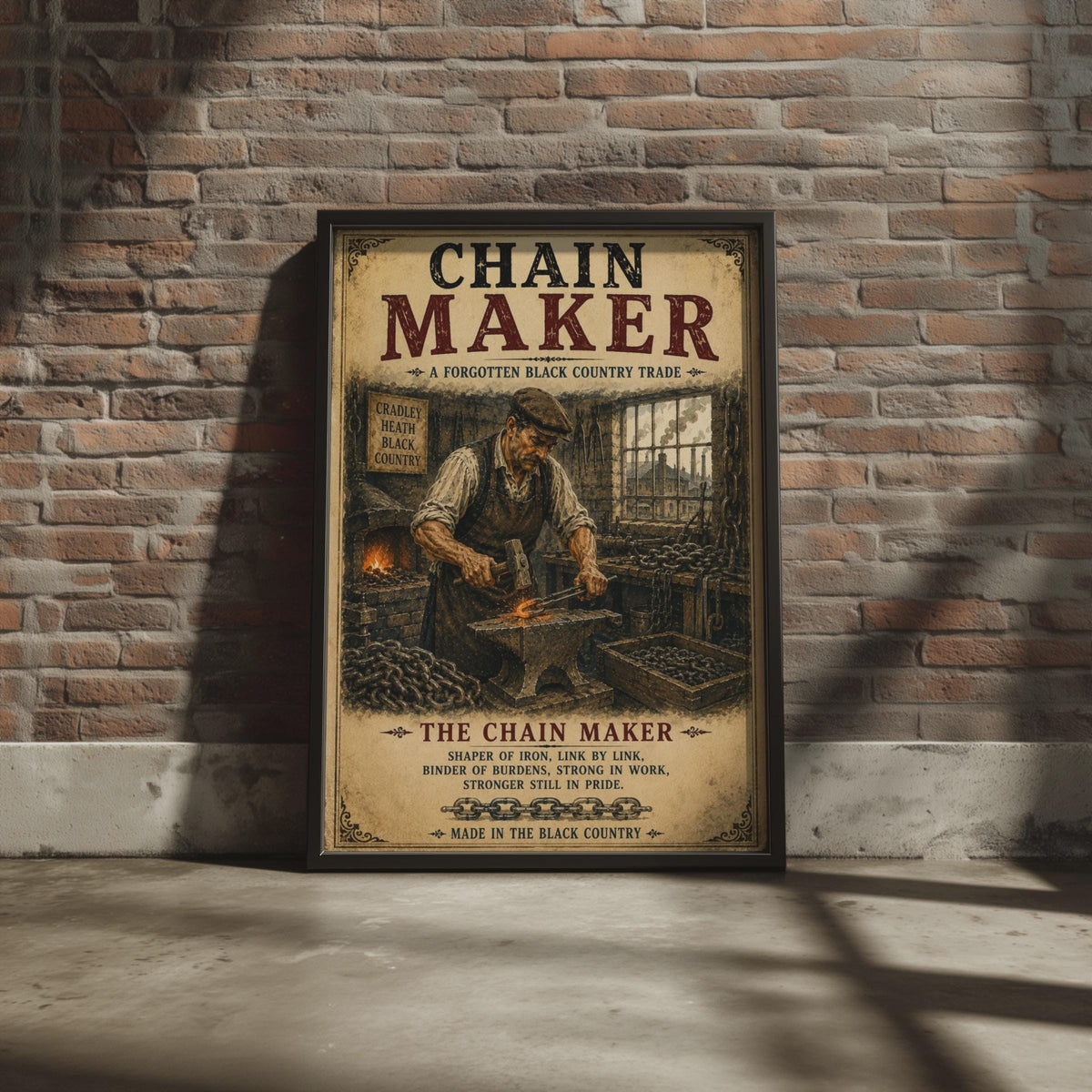 Chain Maker Black Country Poster, Cradley Heath Vintage Trade Wall Art Print