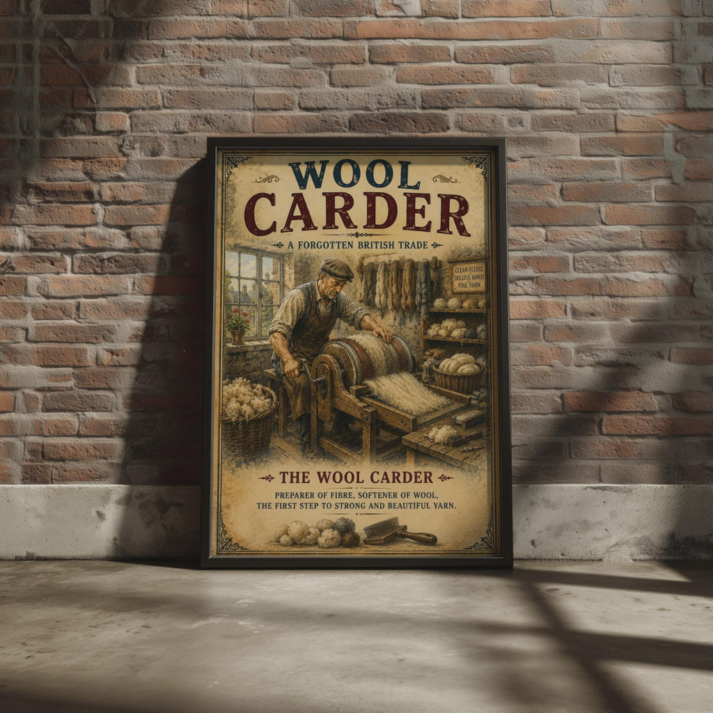 Wool Carder Vintage Trade Poster, Forgotten British Craft Wall Art Print, Textile