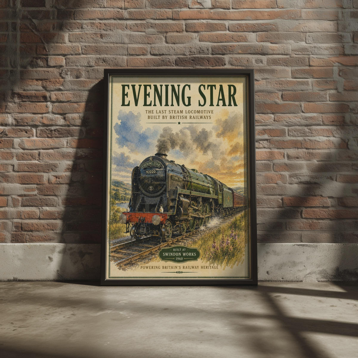 Evening Star 92220 Steam Train Poster, British Railways Vintage Wall Art Print