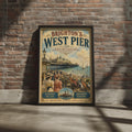 Brighton West Pier Vintage Travel Poster, Edwardian Seaside Wall Art Print Sussex